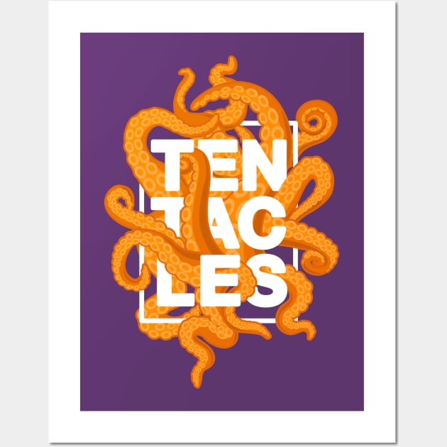 Tentacles – Pumpkin orange (white-out) Wall Art by andrew_kelly_uk@yahoo.co.uk